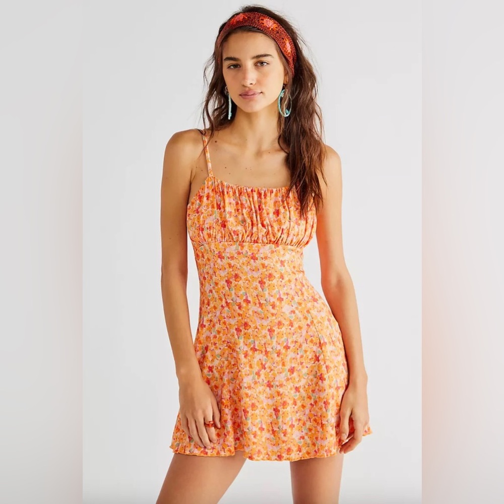 Free People Jamie Strappy Printed Mini Dress NWT XS
